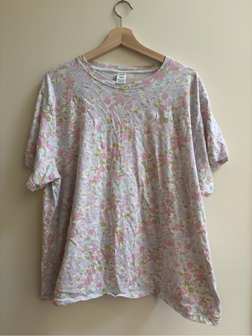 PINK - Floral Campus Cotton Tee - XL